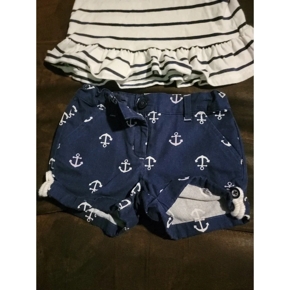 Janie and jack yacht party‎ anchor top and shorts size 2t